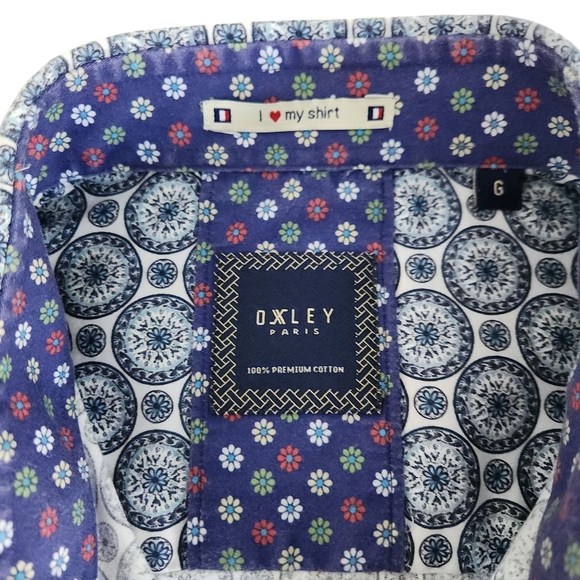 OXLEY Geometric Print Button-Up Shirt 100% premium cotton large - Picture 9 of 13